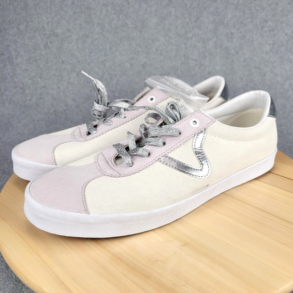 Vans Sport Sneakers Mens 13 Marshmallow‎ Metallic Silver Suede Low Top